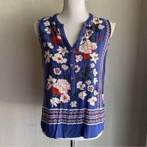 Market & Spruce Floral Button-Front Top